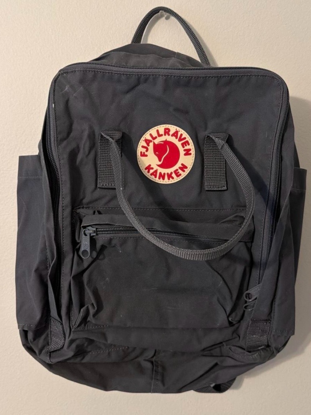 Fjallraven Kanken Backpack in Black with Red Logo